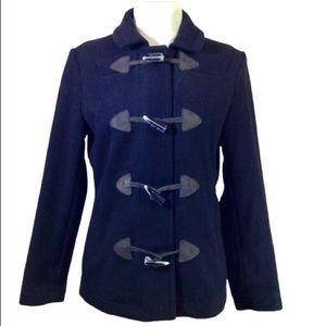 GAP Black Wool Blend Duffle Pea Coat Jacket Size Small Toggles